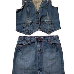 Old Navy Denim Skirt & Vest